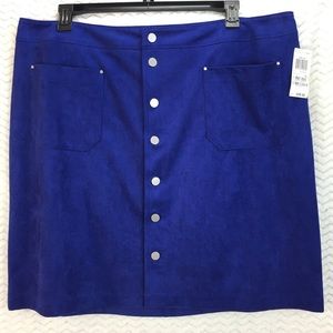 INC Royal blue Suede like skirt with snaps/brads